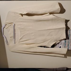 SHEIN Cream White Long Sleeve Blouse thin knit Size M